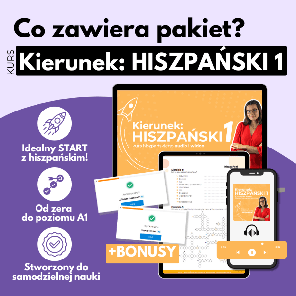Kierunek: HISZPAŃSKI 1+2 - pakiet kursów audio i wideo hiszpańskiego od podstaw